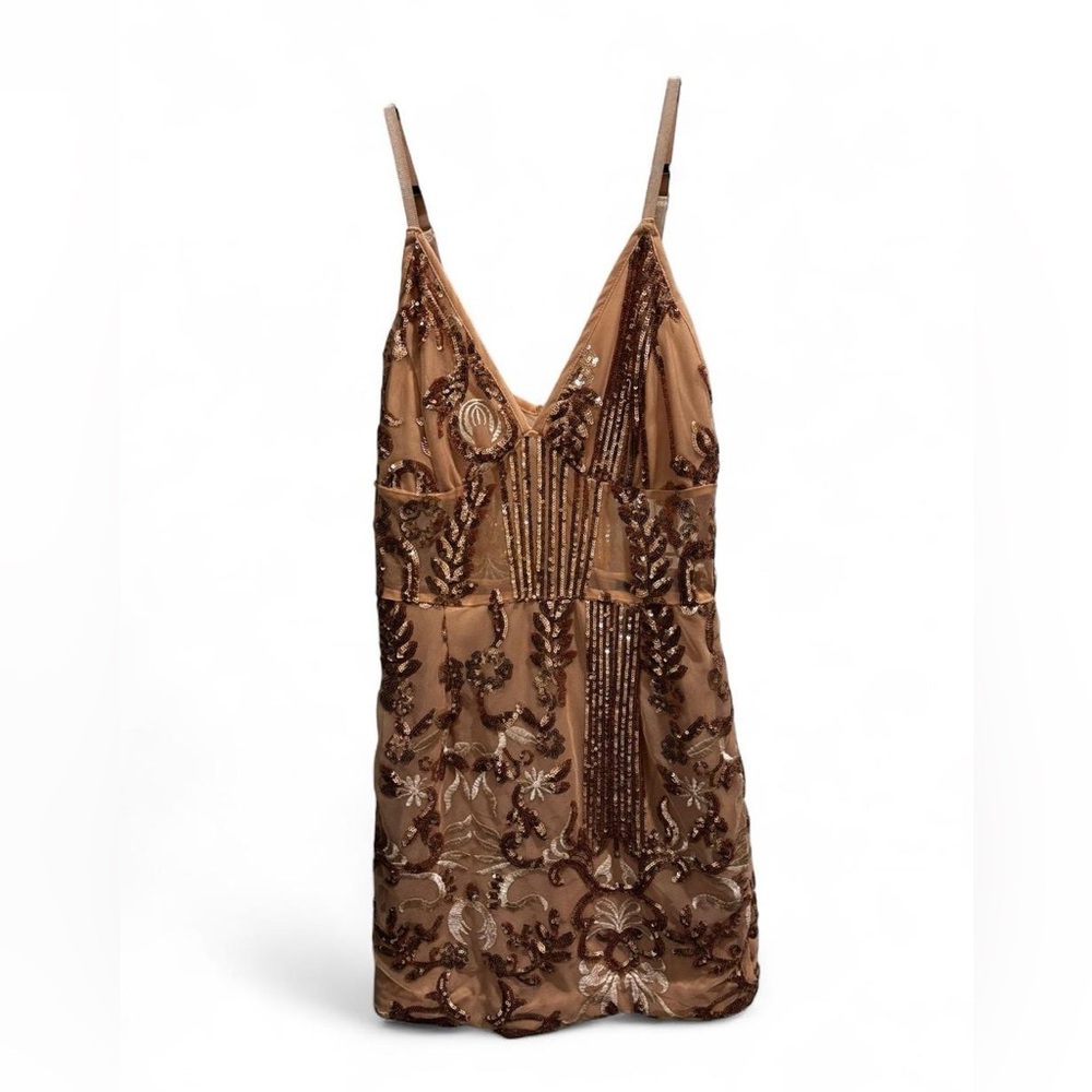 PrettyLittleThing Brown Sequin Mini Dress